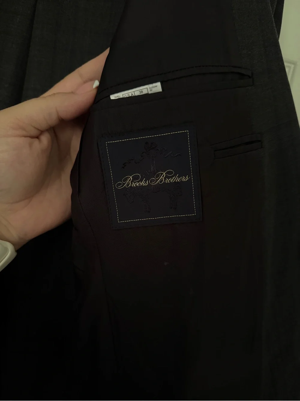 Brooks Brothers Men’s Grey Plaid Suit w/Blue Windowpane